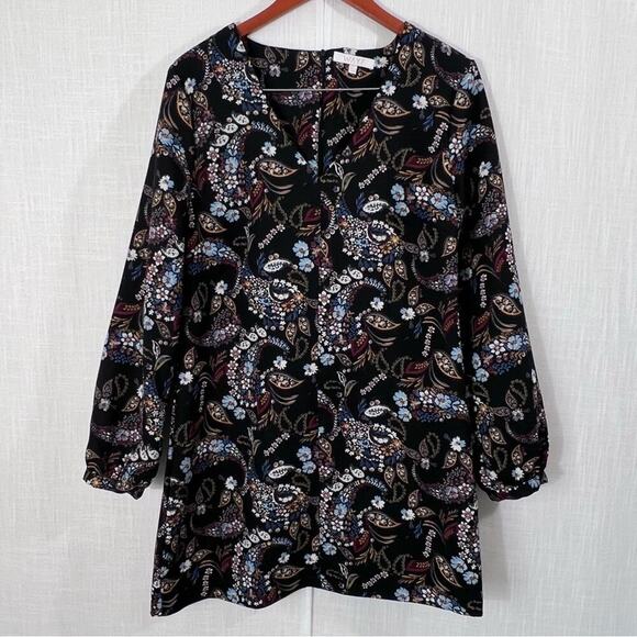 Wayf Floral Paisley Malone Boho Balloon Sleeve Mini Shift Dress Size L - Picture 8 of 16